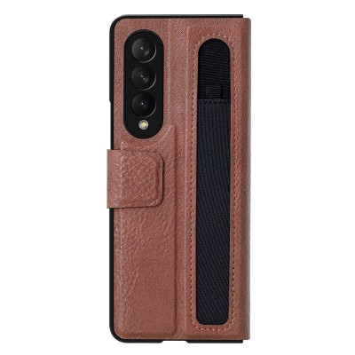 Кожаная накладка Nillkin Aoge (с держателем ручки) для Samsung Galaxy Z Fold3 Коричневый Кожаная накладка Nillkin Aoge (с держателем ручки) для Samsung Galaxy Z Fold3 Коричневый