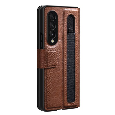 Кожаная накладка Nillkin Aoge (с держателем ручки) для Samsung Galaxy Z Fold3 Коричневый Кожаная накладка Nillkin Aoge (с держателем ручки) для Samsung Galaxy Z Fold3 Коричневый