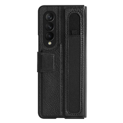 Кожаная накладка Nillkin Aoge (с держателем ручки) для Samsung Galaxy Z Fold3 Черный Кожаная накладка Nillkin Aoge (с держателем ручки) для Samsung Galaxy Z Fold3 Черный