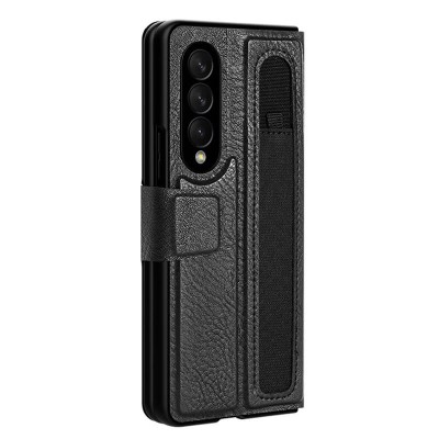 Кожаная накладка Nillkin Aoge (с держателем ручки) для Samsung Galaxy Z Fold3 Черный Кожаная накладка Nillkin Aoge (с держателем ручки) для Samsung Galaxy Z Fold3 Черный