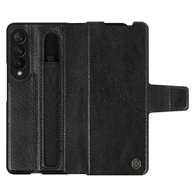 Кожаная накладка Nillkin Aoge (с держателем ручки) для Samsung Galaxy Z Fold3 Черный Кожаная накладка Nillkin Aoge (с держателем ручки) для Samsung Galaxy Z Fold3 Черный