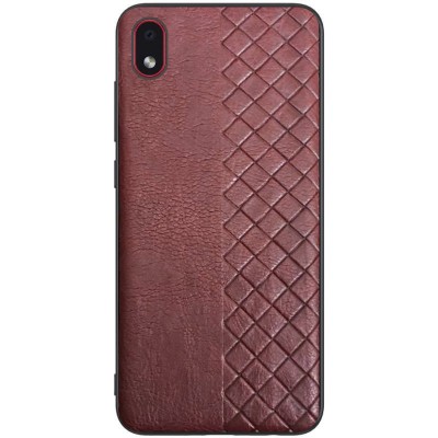 Кожаная накладка WeaveSide (PU) для Samsung Galaxy M01 Core / A01 Core Темно-коричневый Кожаная накладка WeaveSide (PU) для Samsung Galaxy M01 Core / A01 Core Темно-коричневый