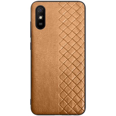 Кожаная накладка WeaveSide (PU) для Xiaomi Redmi 9A Коричневый Кожаная накладка WeaveSide (PU) для Xiaomi Redmi 9A Коричневый