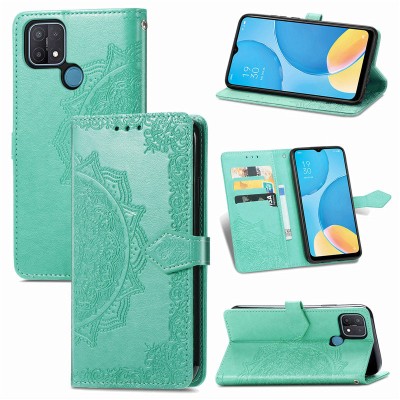 Кожаный чехол (книжка) Art Case с визитницей для Oppo A15 / A15s Бирюзовый