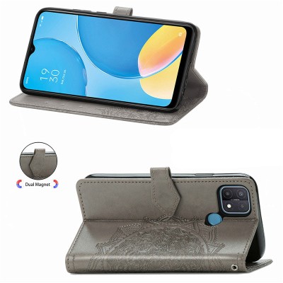 Кожаный чехол (книжка) Art Case с визитницей для Oppo A15 / A15s Серый Кожаный чехол (книжка) Art Case с визитницей для Oppo A15 / A15s Серый