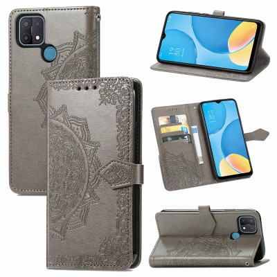 Кожаный чехол (книжка) Art Case с визитницей для Oppo A15 / A15s Серый Кожаный чехол (книжка) Art Case с визитницей для Oppo A15 / A15s Серый