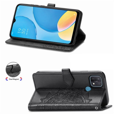 Кожаный чехол (книжка) Art Case с визитницей для Oppo A15 / A15s Черный Кожаный чехол (книжка) Art Case с визитницей для Oppo A15 / A15s Черный