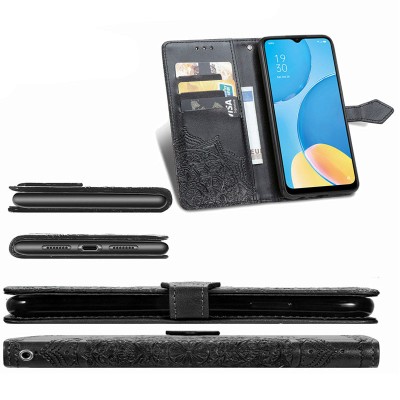 Кожаный чехол (книжка) Art Case с визитницей для Oppo A15 / A15s Черный Кожаный чехол (книжка) Art Case с визитницей для Oppo A15 / A15s Черный