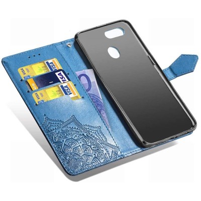 Кожаный чехол (книжка) Art Case с визитницей для Oppo A5s / Oppo A12 Синий