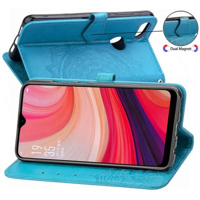 Кожаный чехол (книжка) Art Case с визитницей для Oppo A5s / Oppo A12 Синий