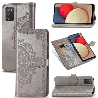 Кожаный чехол (книжка) Art Case с визитницей для Samsung Galaxy A02s Серый Кожаный чехол (книжка) Art Case с визитницей для Samsung Galaxy A02s Серый