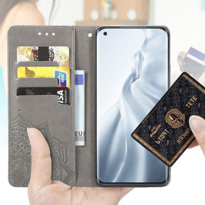 Кожаный чехол (книжка) Art Case с визитницей для Xiaomi Mi 11 Lite Серый Кожаный чехол (книжка) Art Case с визитницей для Xiaomi Mi 11 Lite Серый