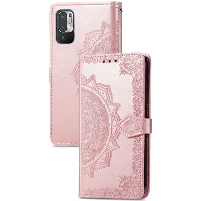 Кожаный чехол (книжка) Art Case с визитницей для Xiaomi Redmi Note 10 5G / Poco M3 Pro Розовый