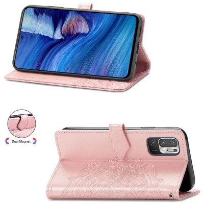 Кожаный чехол (книжка) Art Case с визитницей для Xiaomi Redmi Note 10 5G / Poco M3 Pro Розовый