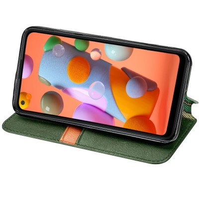 Кожаный чехол книжка GETMAN Cubic (PU) для Samsung Galaxy A21s Зеленый Кожаный чехол книжка GETMAN Cubic (PU) для Samsung Galaxy A21s Зеленый