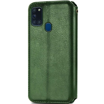 Кожаный чехол книжка GETMAN Cubic (PU) для Samsung Galaxy A21s Зеленый Кожаный чехол книжка GETMAN Cubic (PU) для Samsung Galaxy A21s Зеленый
