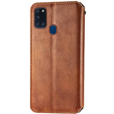 Кожаный чехол книжка GETMAN Cubic (PU) для Samsung Galaxy A21s Коричневый Кожаный чехол книжка GETMAN Cubic (PU) для Samsung Galaxy A21s Коричневый