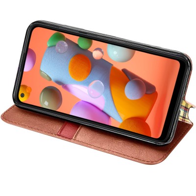 Кожаный чехол книжка GETMAN Cubic (PU) для Samsung Galaxy A21s Коричневый Кожаный чехол книжка GETMAN Cubic (PU) для Samsung Galaxy A21s Коричневый