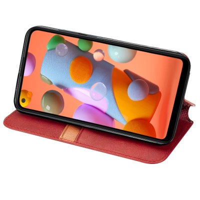 Кожаный чехол книжка GETMAN Cubic (PU) для Samsung Galaxy A21s Красный