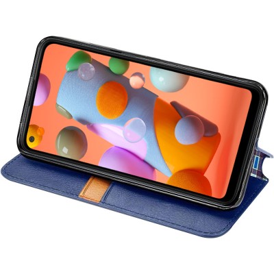 Кожаный чехол книжка GETMAN Cubic (PU) для Samsung Galaxy A21s Синий Кожаный чехол книжка GETMAN Cubic (PU) для Samsung Galaxy A21s Синий