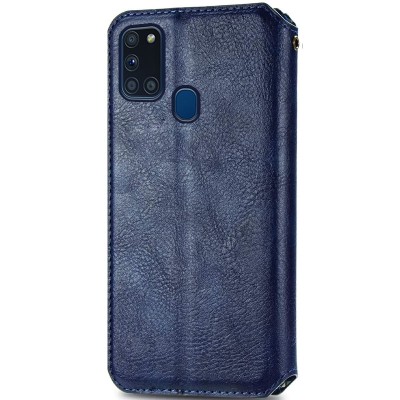 Кожаный чехол книжка GETMAN Cubic (PU) для Samsung Galaxy A21s Синий Кожаный чехол книжка GETMAN Cubic (PU) для Samsung Galaxy A21s Синий