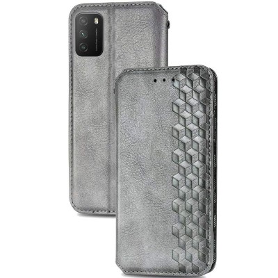 Кожаный чехол книжка GETMAN Cubic (PU) для Xiaomi Poco M3 Серый Кожаный чехол книжка GETMAN Cubic (PU) для Xiaomi Poco M3 Серый