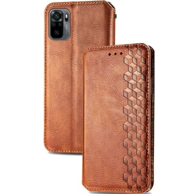 Кожаный чехол книжка GETMAN Cubic (PU) для Xiaomi Redmi Note 10 / Note 10s Коричневый Кожаный чехол книжка GETMAN Cubic (PU) для Xiaomi Redmi Note 10 / Note 10s Коричневый