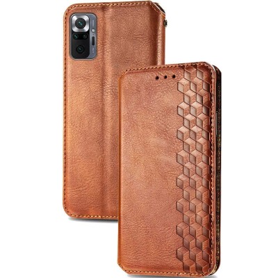 Кожаный чехол книжка GETMAN Cubic (PU) для Xiaomi Redmi Note 10 Pro / 10 Pro Max Коричневый Кожаный чехол книжка GETMAN Cubic (PU) для Xiaomi Redmi Note 10 Pro / 10 Pro Max Коричневый