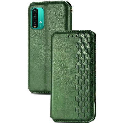 Кожаный чехол книжка GETMAN Cubic (PU) для Xiaomi Redmi Note 9 4G / 9 Power / Redmi 9T Зеленый Кожаный чехол книжка GETMAN Cubic (PU) для Xiaomi Redmi Note 9 4G / 9 Power / Redmi 9T Зеленый