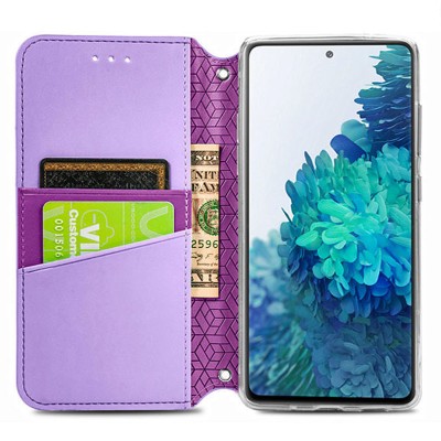 Кожаный чехол книжка GETMAN Mandala (PU) для Samsung Galaxy A02s Фиолетовый Кожаный чехол книжка GETMAN Mandala (PU) для Samsung Galaxy A02s Фиолетовый