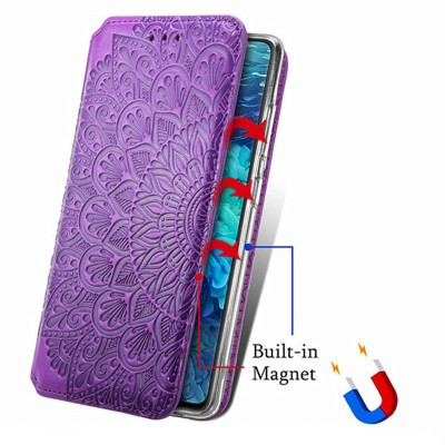 Кожаный чехол книжка GETMAN Mandala (PU) для Samsung Galaxy A51 Фиолетовый Кожаный чехол книжка GETMAN Mandala (PU) для Samsung Galaxy A51 Фиолетовый
