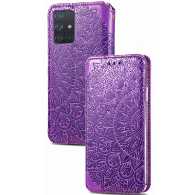 Кожаный чехол книжка GETMAN Mandala (PU) для Samsung Galaxy A51 Фиолетовый Кожаный чехол книжка GETMAN Mandala (PU) для Samsung Galaxy A51 Фиолетовый
