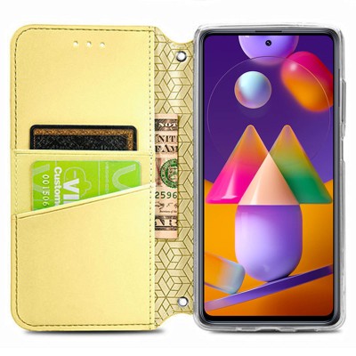 Кожаный чехол книжка GETMAN Mandala (PU) для Samsung Galaxy M51 Желтый Кожаный чехол книжка GETMAN Mandala (PU) для Samsung Galaxy M51 Желтый
