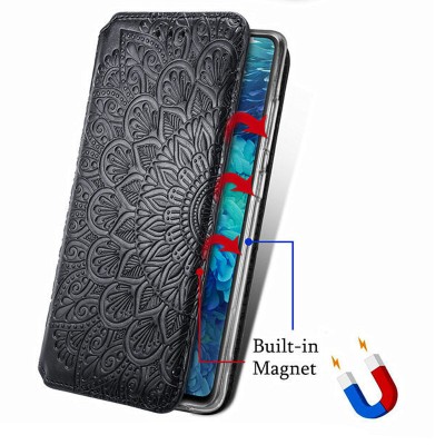 Кожаный чехол книжка GETMAN Mandala (PU) для Samsung Galaxy M51 Черный Кожаный чехол книжка GETMAN Mandala (PU) для Samsung Galaxy M51 Черный