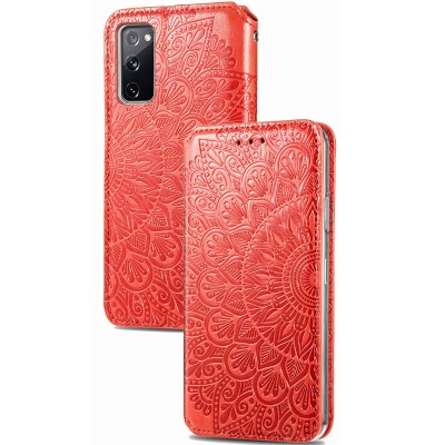 Кожаный чехол книжка GETMAN Mandala (PU) для Samsung Galaxy S20 FE Красный Кожаный чехол книжка GETMAN Mandala (PU) для Samsung Galaxy S20 FE Красный
