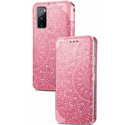 Кожаный чехол книжка GETMAN Mandala (PU) для Samsung Galaxy S20 FE Розовый Кожаный чехол книжка GETMAN Mandala (PU) для Samsung Galaxy S20 FE Розовый