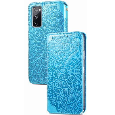 Кожаный чехол книжка GETMAN Mandala (PU) для Samsung Galaxy S20 FE Синий Кожаный чехол книжка GETMAN Mandala (PU) для Samsung Galaxy S20 FE Синий