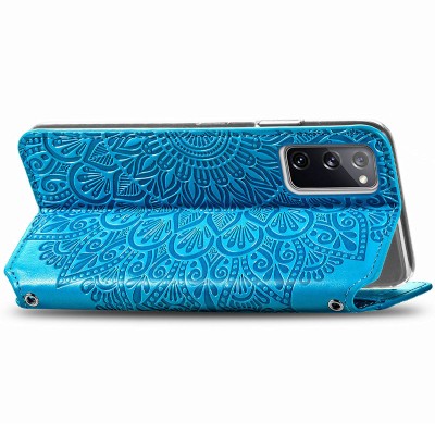 Кожаный чехол книжка GETMAN Mandala (PU) для Samsung Galaxy S20 FE Синий Кожаный чехол книжка GETMAN Mandala (PU) для Samsung Galaxy S20 FE Синий