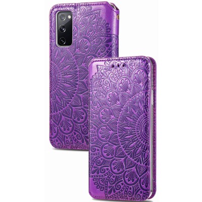Кожаный чехол книжка GETMAN Mandala (PU) для Samsung Galaxy S20 FE Фиолетовый Кожаный чехол книжка GETMAN Mandala (PU) для Samsung Galaxy S20 FE Фиолетовый