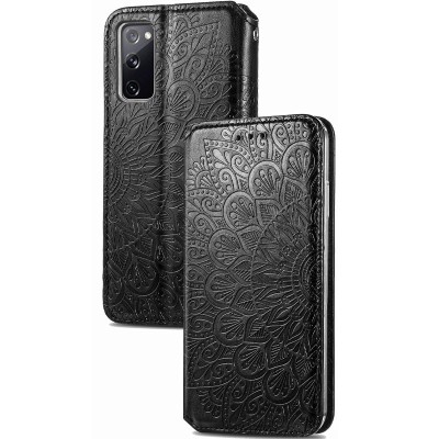 Кожаный чехол книжка GETMAN Mandala (PU) для Samsung Galaxy S20 FE Черный Кожаный чехол книжка GETMAN Mandala (PU) для Samsung Galaxy S20 FE Черный
