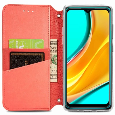 Кожаный чехол книжка GETMAN Mandala (PU) для Xiaomi Redmi 9C Красный Кожаный чехол книжка GETMAN Mandala (PU) для Xiaomi Redmi 9C Красный