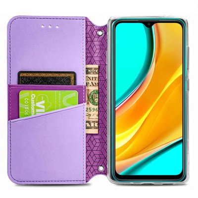 Кожаный чехол книжка GETMAN Mandala (PU) для Xiaomi Redmi 9C Фиолетовый Кожаный чехол книжка GETMAN Mandala (PU) для Xiaomi Redmi 9C Фиолетовый
