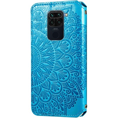 Кожаный чехол книжка GETMAN Mandala (PU) для Xiaomi Redmi Note 9 / Redmi 10X Синий Кожаный чехол книжка GETMAN Mandala (PU) для Xiaomi Redmi Note 9 / Redmi 10X Синий