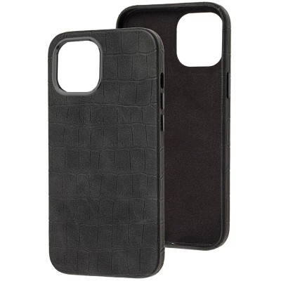 Кожаный чехол Croco Leather для Apple iPhone 14 Plus (6.7") Black - 0 Кожаный чехол Croco Leather для Apple iPhone 14 Plus (6.7") Black - 0