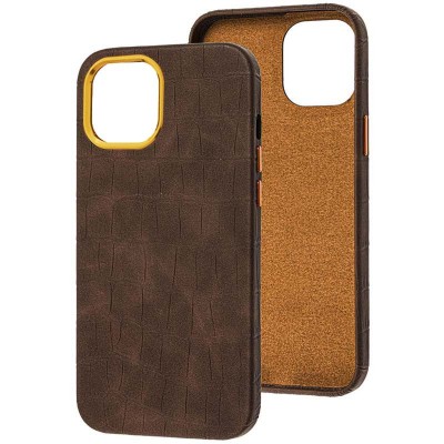 Кожаный чехол Croco Leather для Apple iPhone 14 Plus (6.7") Brown - 0 Кожаный чехол Croco Leather для Apple iPhone 14 Plus (6.7") Brown - 0