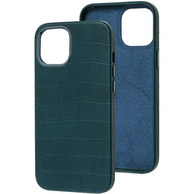 Кожаный чехол Croco Leather для Apple iPhone 14 Plus (6.7") Green - 0 Кожаный чехол Croco Leather для Apple iPhone 14 Plus (6.7") Green - 0