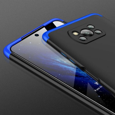 Пластиковая накладка GKK LikGus 360 градусов (opp) для Xiaomi Poco X3 NFC / Poco X3 Pro Черный / Синий