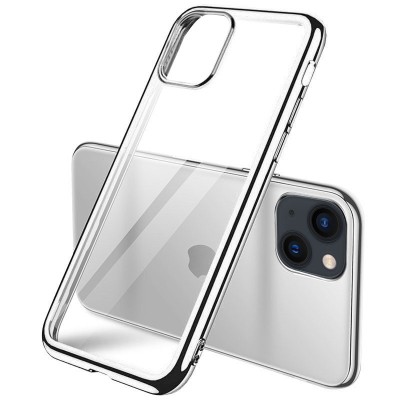 Прозрачный силиконовый чехол глянцевая окантовка Full Camera для Apple iPhone 13 mini (5.4") Серебряный Прозрачный силиконовый чехол глянцевая окантовка Full Camera для Apple iPhone 13 mini (5.4") Серебряный