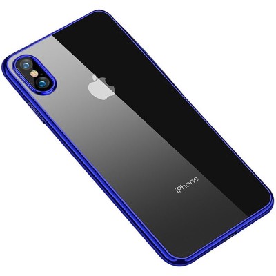 Прозрачный силиконовый чехол глянцевая окантовка Full Camera для Apple iPhone X / XS (5.8") Синий Прозрачный силиконовый чехол глянцевая окантовка Full Camera для Apple iPhone X / XS (5.8") Синий