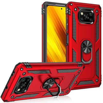 Ударопрочный чехол Serge Ring for Magnet для Xiaomi Poco X3 NFC / Poco X3 Pro Красный